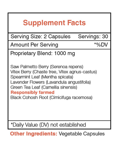 Hirsu Secret 60 Capsules - 1000 mg Herbal Hair Support for Unwanted Hair
