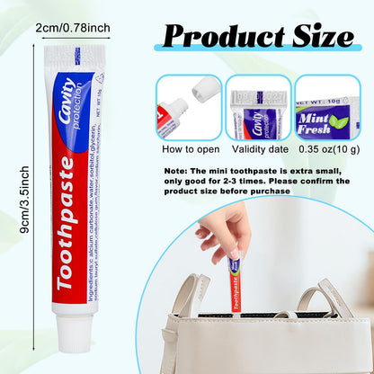 HOIQIRY 100 Tubes Extra Small Travel Toothpaste – Mint, 0.35 oz/10 g Bulk Singles for Hotels & Travel