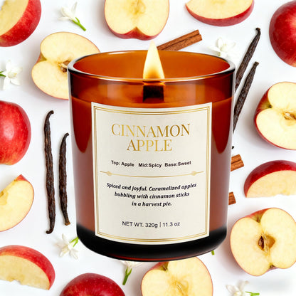 Holiday Candle Gift Set – 2-Pack Cinnamon Apple Wood Wick Soy Candles | Gift Boxes