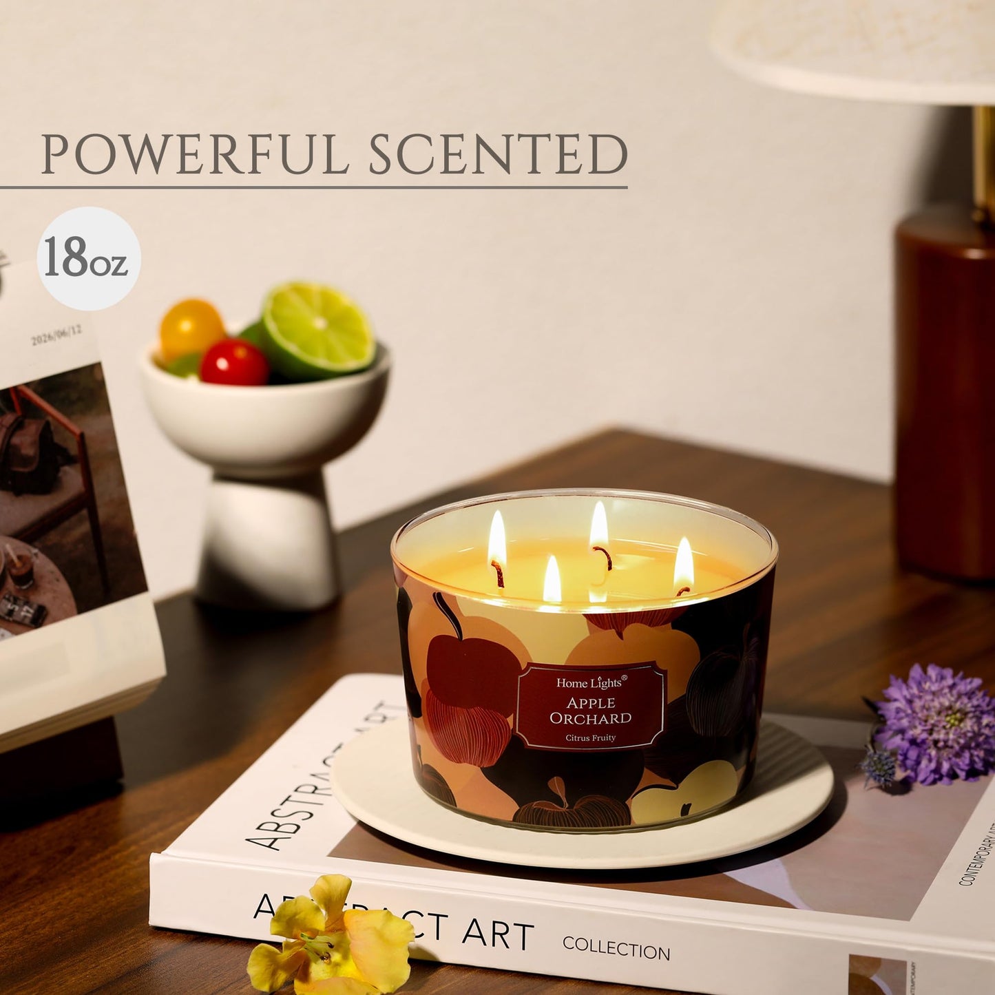 HomeLights Apple Orchard 18oz Soy Wax 4-Wick Candle | Aromatherapy Gift