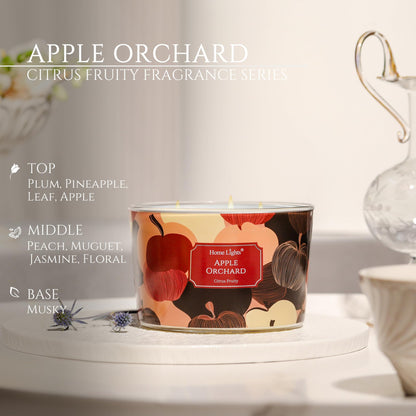 HomeLights Apple Orchard 18oz Soy Wax 4-Wick Candle | Aromatherapy Gift