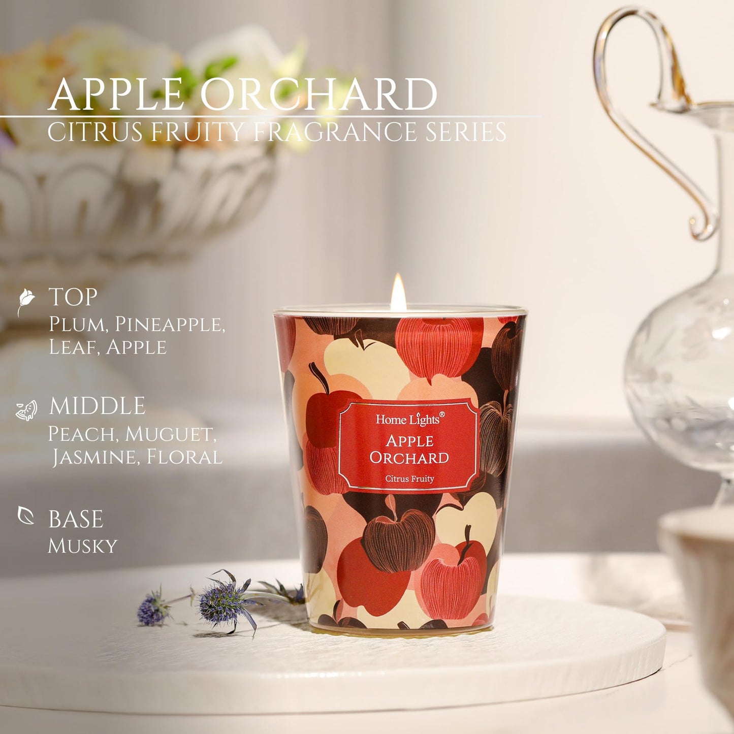 HomeLights Apple Orchard Soy Wax Candle – 6.7oz, 1-Wick, Aromatherapy Gift