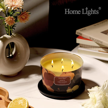 HomeLights Apple Orchard 18oz Soy Wax 4-Wick Candle | Aromatherapy Gift