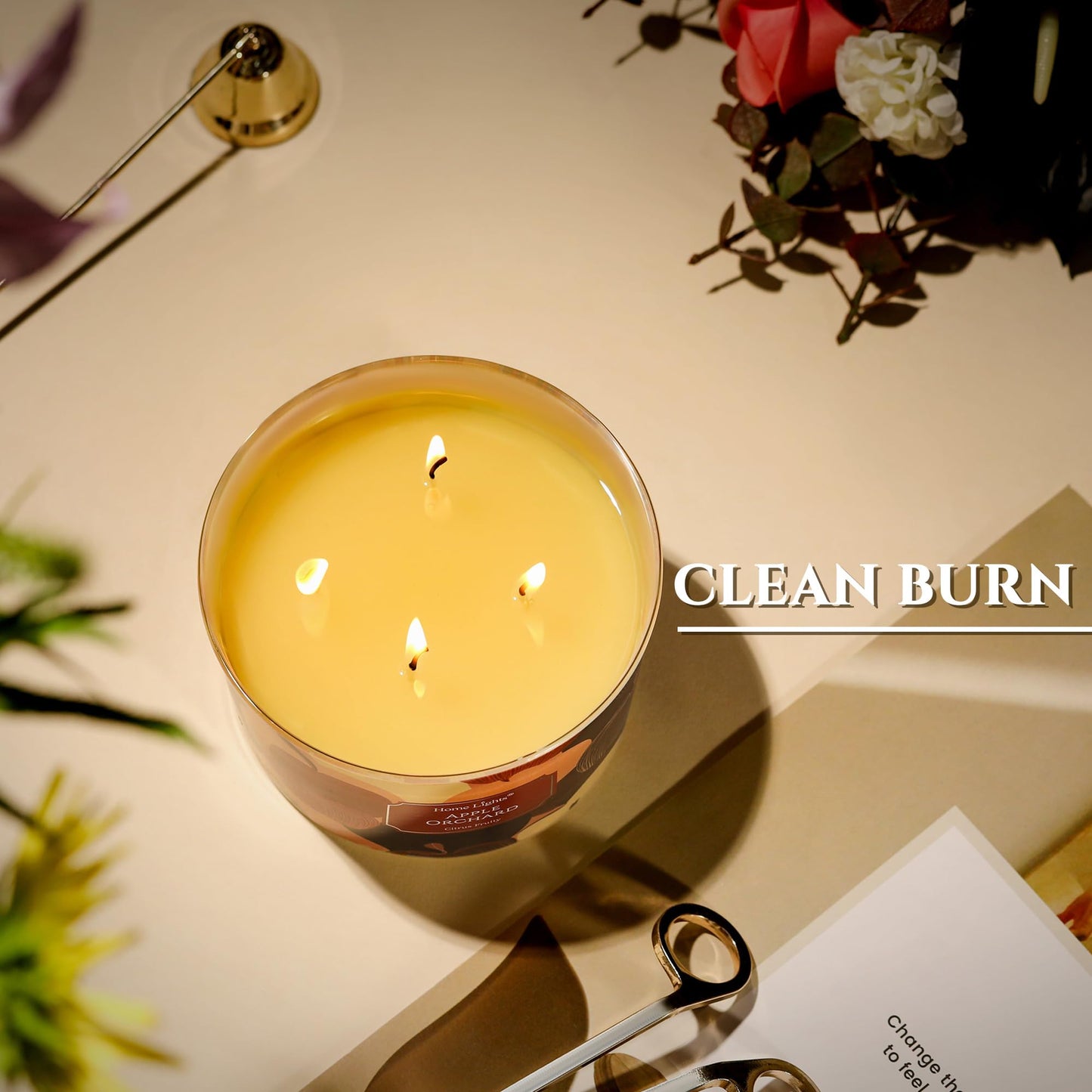 HomeLights Apple Orchard 18oz Soy Wax 4-Wick Candle | Aromatherapy Gift