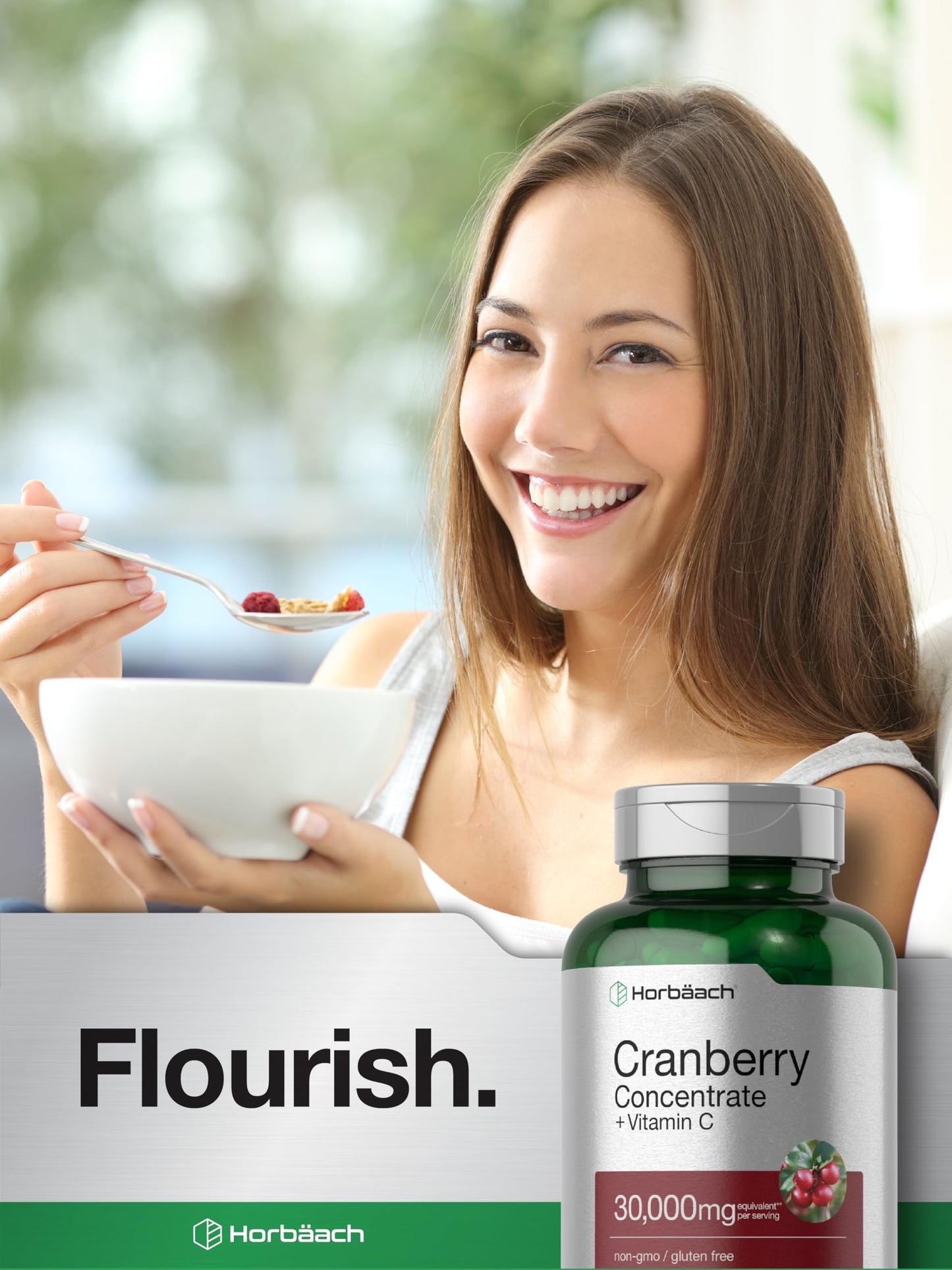 Horbäach Cranberry Concentrate + Vitamin C – 30,000mg, 120 Capsules | Non-GMO, Gluten Free
