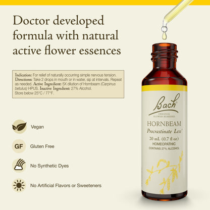 Bach Original Flower Remedies Hornbeam - Procrastinate Less | 20mL Dropper