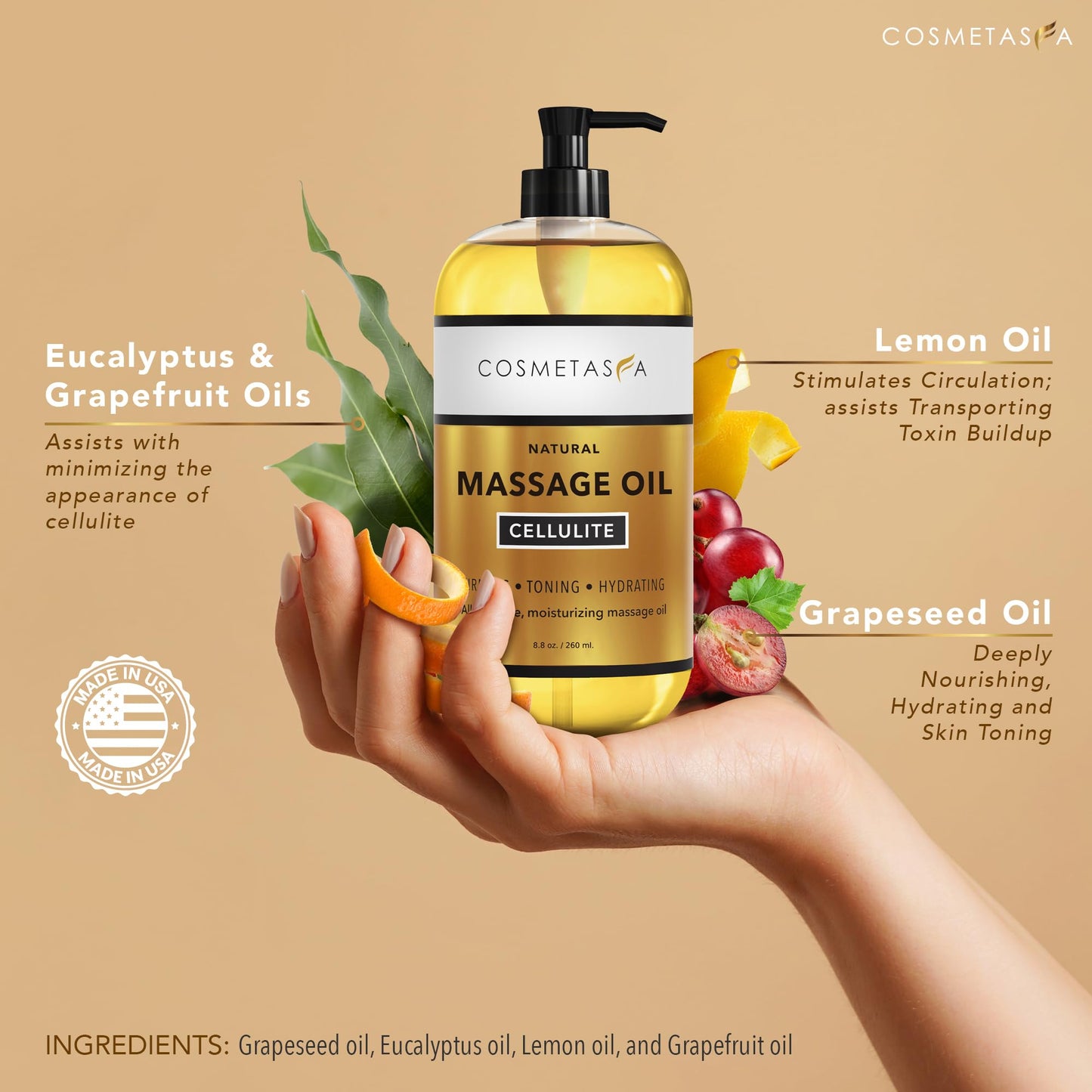 Cellulite Massage Oil & Hot Cream - 100% Natural, Firm, Tone & Tighten