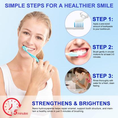 Hydroxyapatite Toothpaste for Sensitive Teeth - Fluoride-Free, Enamel Protection & Tooth Strengthening, Supports Oral Health & Fresh Breath - 4.23oz/Tube (2PCS)