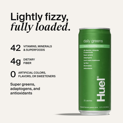 Huel Daily Greens Ready-to-Drink – Apple Cucumber Mint, 12 Fl Oz, 12 Pack | 149 Vitamins & Probiotics