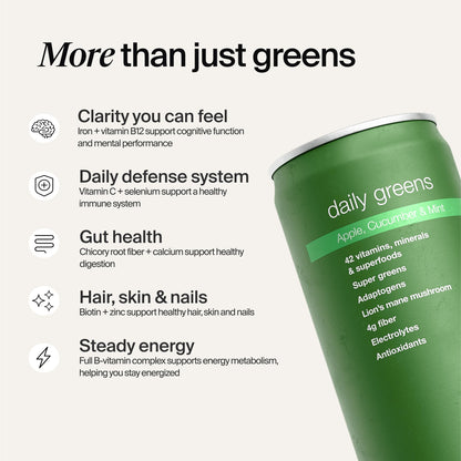 Huel Daily Greens Ready-to-Drink – Apple Cucumber Mint, 12 Fl Oz, 12 Pack | 149 Vitamins & Probiotics