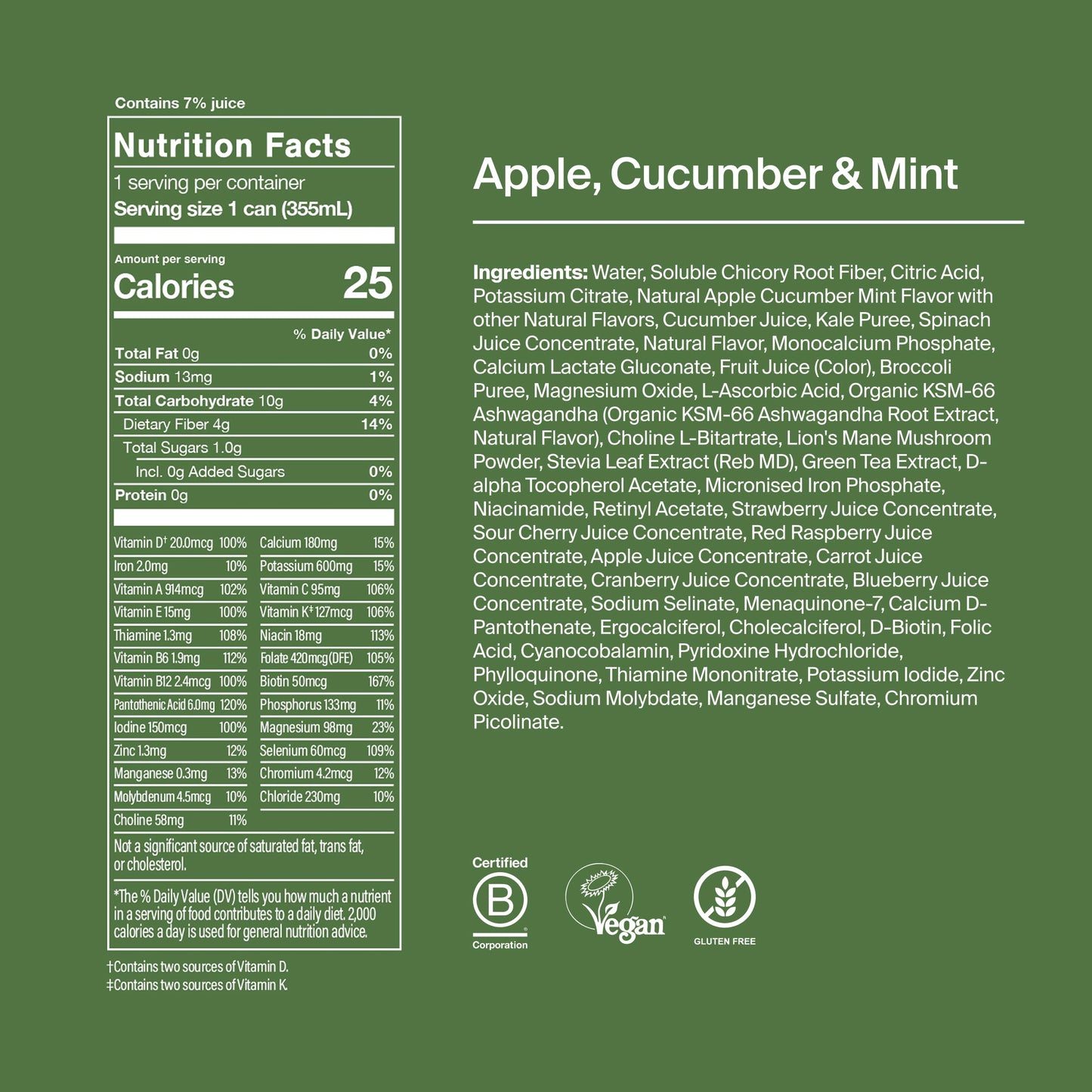 Huel Daily Greens Ready-to-Drink – Apple Cucumber Mint, 12 Fl Oz, 12 Pack | 149 Vitamins & Probiotics