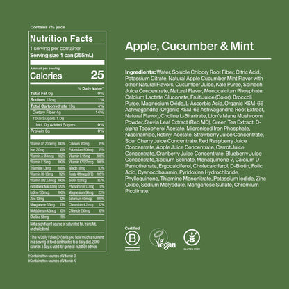Huel Daily Greens Ready-to-Drink – Apple Cucumber Mint, 12 Fl Oz, 12 Pack | 149 Vitamins & Probiotics