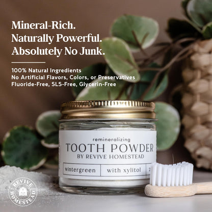 Revive Homestead Hydroxyapatite Tooth Powder – Fluoride-Free Whitening (2 oz Amber Jar)