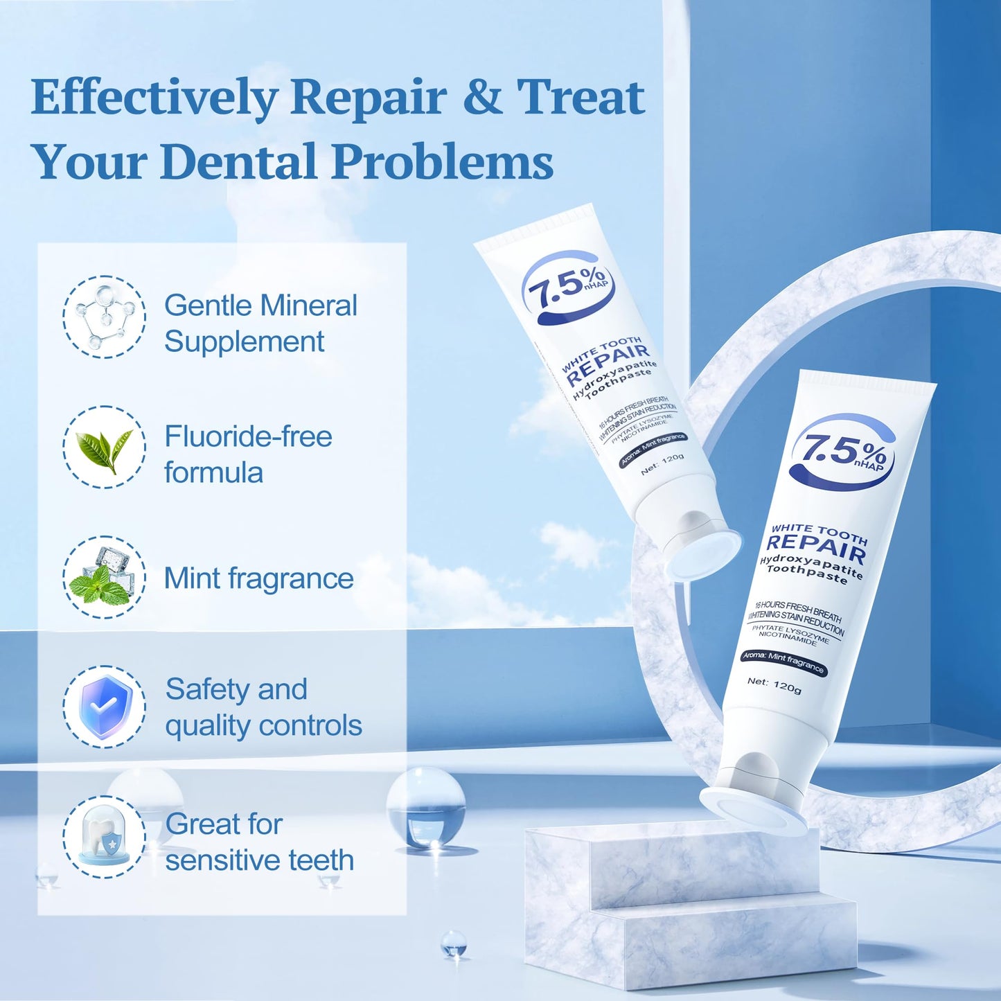 Nano Hydroxyapatite Toothpaste for Enamel Protection & Whitening