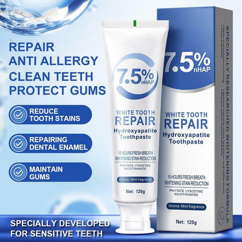 Hydroxyapatite Toothpaste for Enamel Protection — Fluoride-Free, Gentle Mint (1pc)