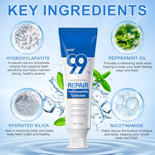 Hydroxyapatite Toothpaste 9.9% – 2PCS Nano, Fluoride Free, Enamel Protection