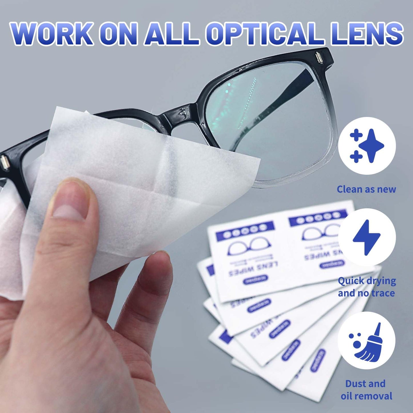 Icepac Lens Wipes for Eyeglasses - 500 Individual Packets | Glasses & Lens Cleaning