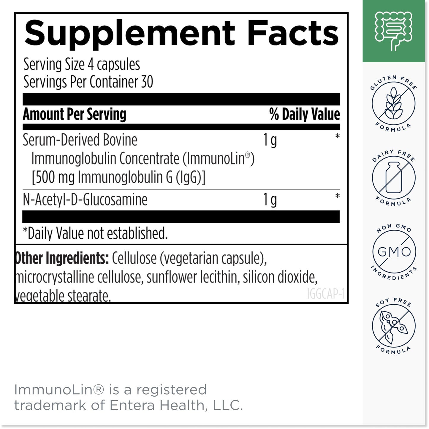 IgGI Shield - Gut Health & Immune Support Powder (Dairy-Free IgG + NAG) - 120 Capsules