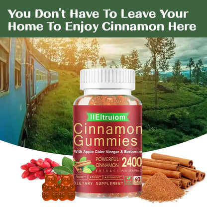 IIEltruiom Ceylon Cinnamon Gummies – 2400mg Cinnamon with Berberine, Turmeric, Apple Cider Vinegar, Bitter Melon, Chromium | 60 Counts