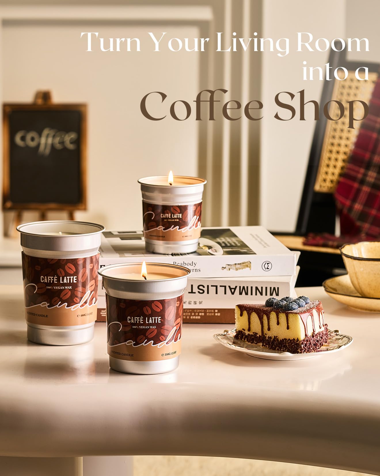 M&SENSE Coffee Candles Latte Scented – Soy Wax 7oz, 42 Hours Long Lasting Clean Burn | Aromatherapy Gift for Coffee Lovers