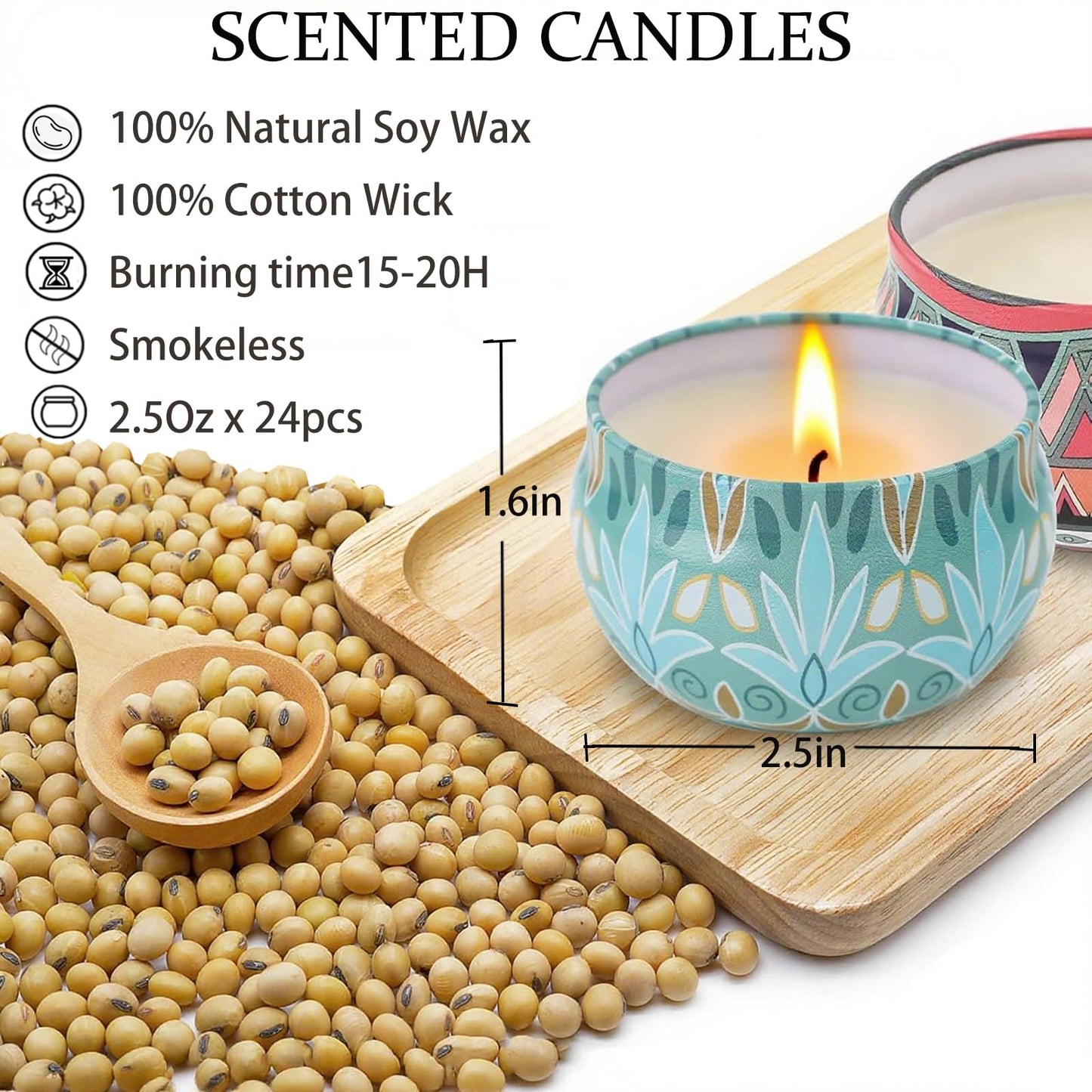 Inayou 24 Pack Candles Gifts for Women - Cinnamon Apple Variety, 2.5oz Soy Aromatherapy Candle Gift Set