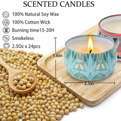 Inayou 24 Pack Candles Gifts for Women - Cinnamon Apple Variety, 2.5oz Soy Aromatherapy Candle Gift Set