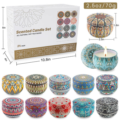 Inayou 24 Pack Candles Gifts for Women - Cinnamon Apple Variety, 2.5oz Soy Aromatherapy Candle Gift Set