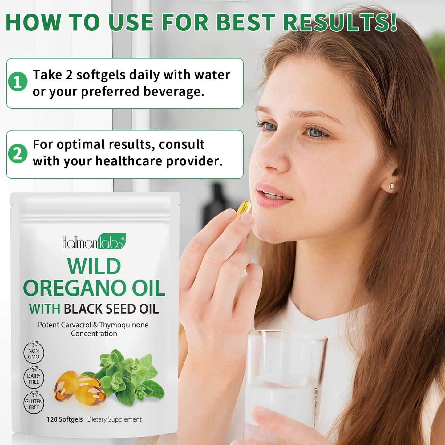 Oil of Oregano Softgels 120 Count – 165mg Carvacrol + Black Seed Oil 200mg