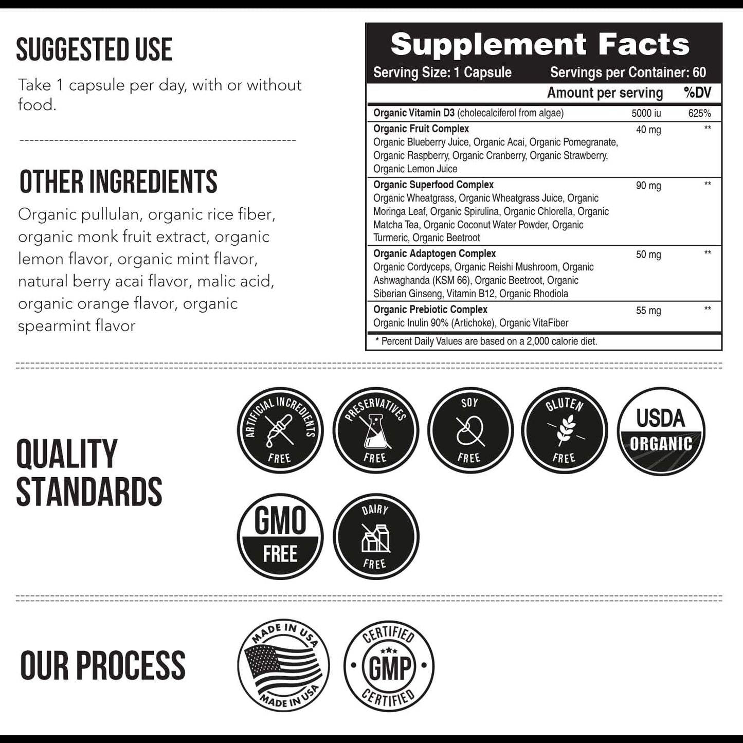 Organic Vitamin D3 5000 IU – Vegan Plant-Based Cholecalciferol, 60 Capsules