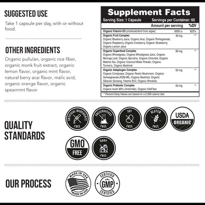 Organic Vitamin D3 5000 IU – Vegan Plant-Based Cholecalciferol, 60 Capsules
