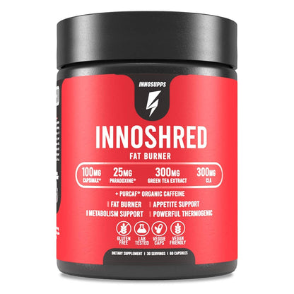 Inno Shred Fat Burner for Men & Women – Capsimax 100mg, Grains of Paradise, Organic Caffeine | 60 Veggie Capsules (Stimulant)