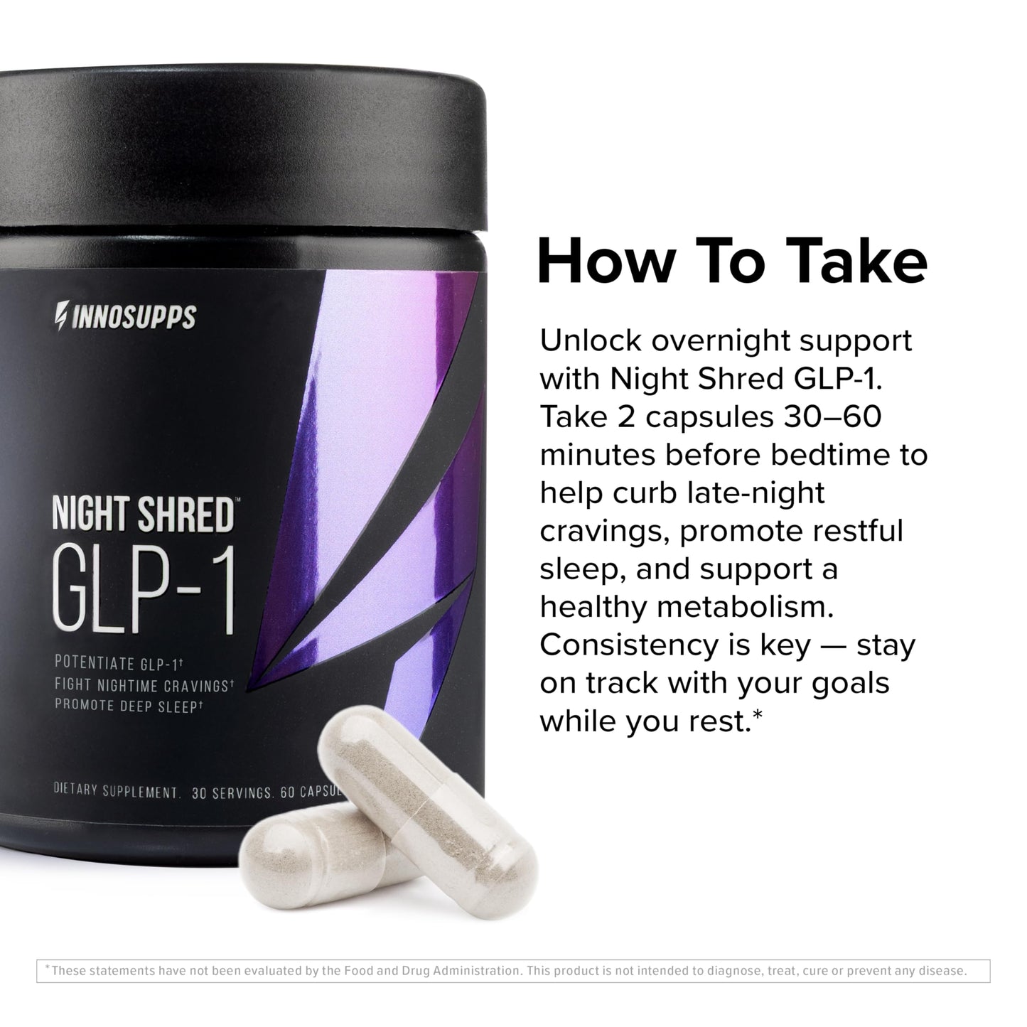 InnoSupps Night Shred GLP-1 | Nighttime Metabolic + Sleep Support | Akkermansia + Ashwagandha | 60 Capsules