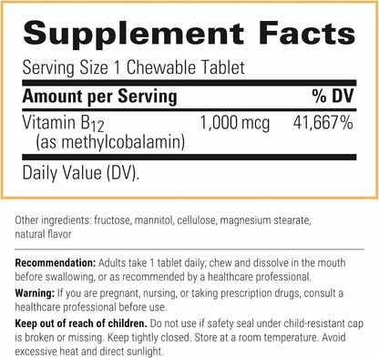 Integrative Therapeutics B12-Active Cherry Chewables – Vegan, Gluten-Free B12 for Nerve Support (30 Servings)