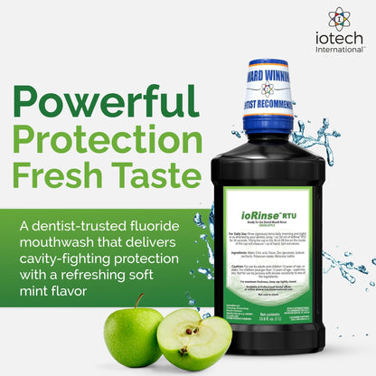 ioRinse RTU Mouthwash – Alcohol-Free, Fluoride-Free, Halitosis Relief | Green Apple 1L