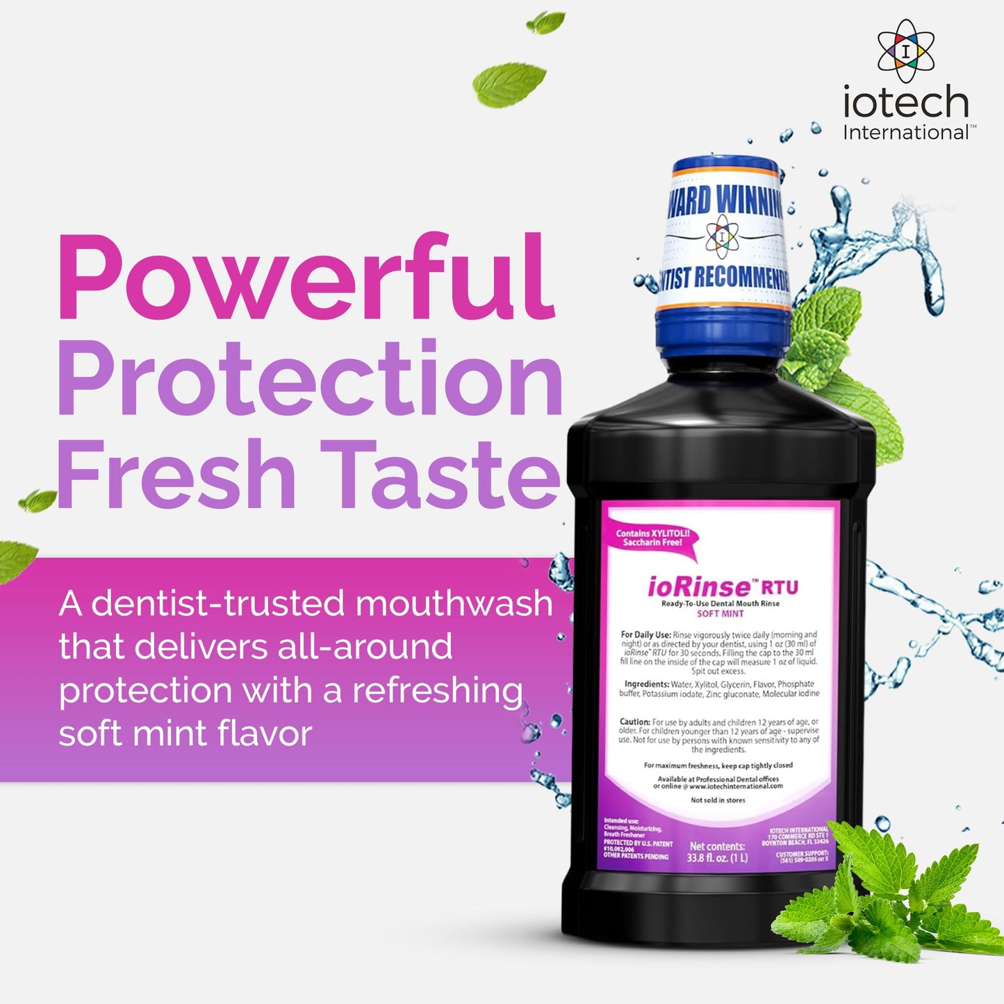 ioRinse RTU Mouthwash 1L – Alcohol-Free, Halitosis Relief, Soft Mint