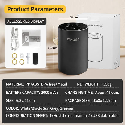 ITHUGE Waterless Diffuser E200W - Portable Battery-Powered Oil Diffuser