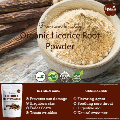 Iyasa Holistics Organic Licorice Root Powder (Mulethi) – Glycyrrhiza glabra, 16 oz
