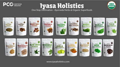 Iyasa Holistics Organic Licorice Root Powder – 8 oz / 227 g | Mulethi, Glycyrrhiza glabra, Natural Expectorant & Candy Flavoring