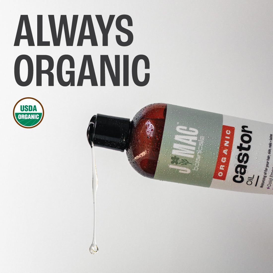 J Mac Botanicals Organic Castor Oil – Cold Pressed, Hexane Free, 32 oz for Face, Skin, Eyelashes