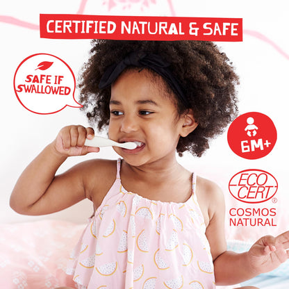 Jack N' Jill Natural Toddler Toothpaste - Fluoride Free Training Toothpaste for Toddlers 1-3, 40% Xylitol, BPA Free - Strawberry & Raspberry, 1.76 oz (2 Pack)