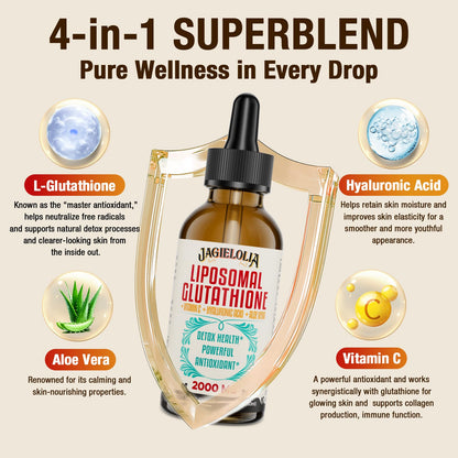 Jagielolia Liposomal Glutathione Liquid 2000MG – High-Potency Vegan Antioxidant Drops, 8 fl oz