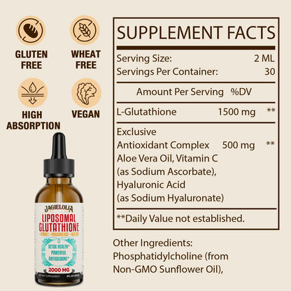 Jagielolia Liposomal Glutathione Liquid 2000MG – Antioxidant Detox, Liver Support, and Energy (Vegan, 20 fl oz)