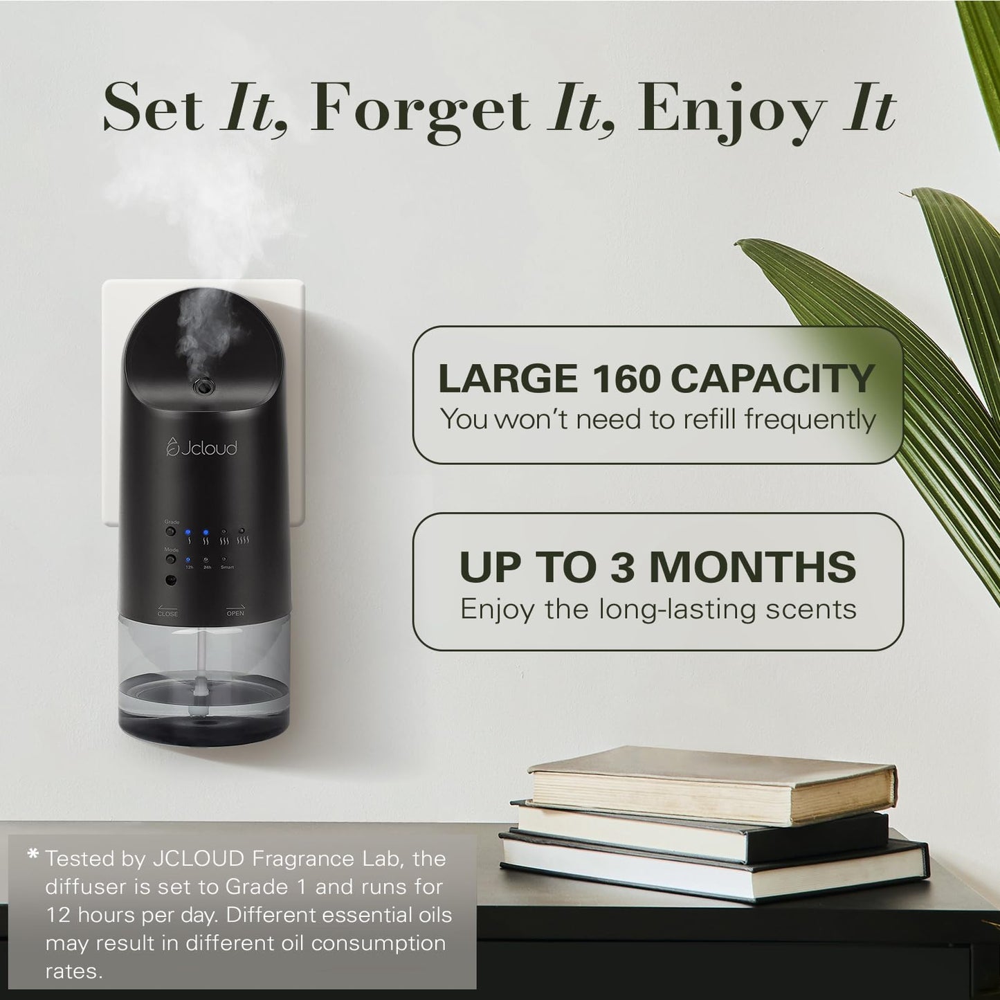 JCLOUD 2025 Plug-in Diffuser – Black Wall Diffuser with Royal Serenity Oil (160ML) – 500 Sq Ft Coverage