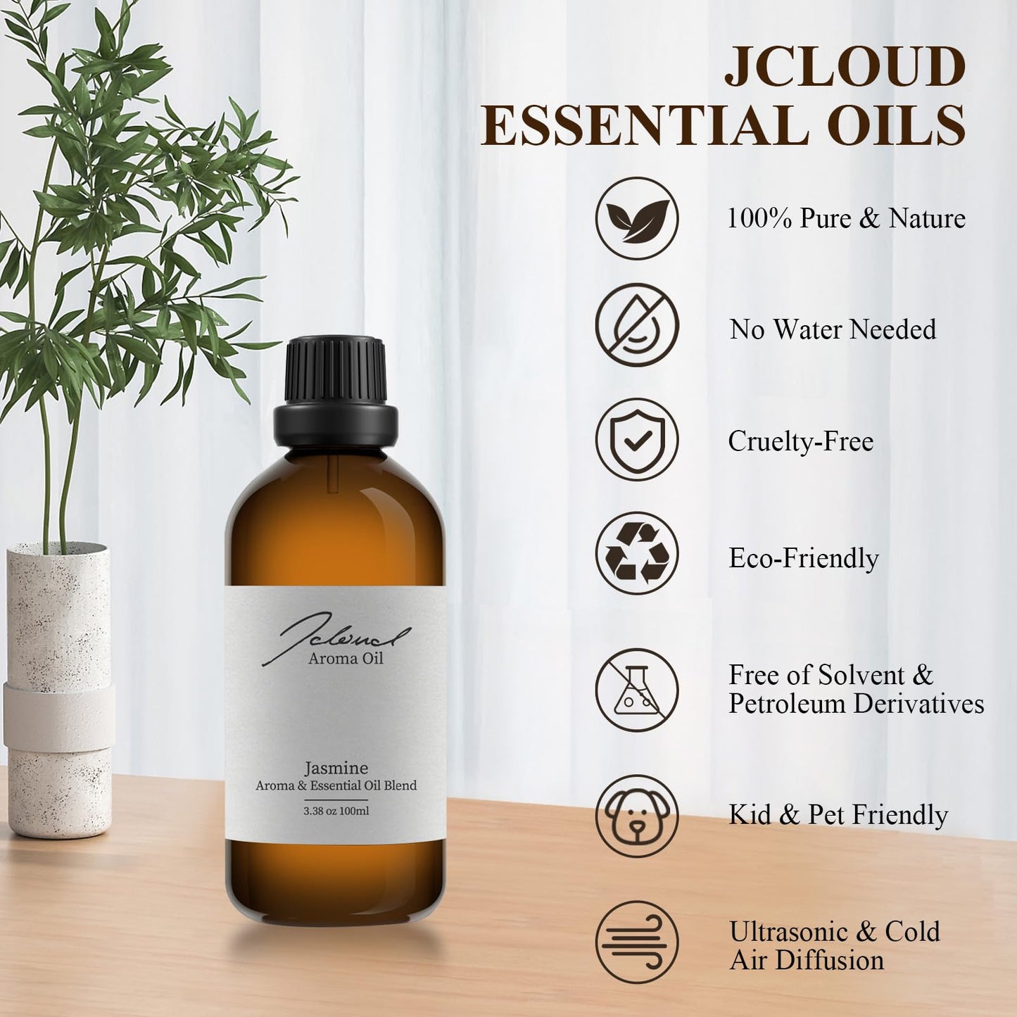 JCLOUD Jasmine Essential Oil for Scent Air Machine | Hotel-Grade Diffuser Oil, 100mL