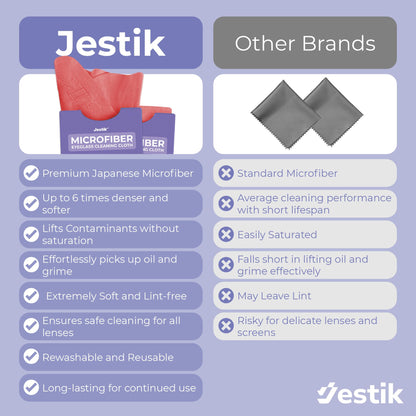 Jestik Microfiber Cleaning Cloths – 6-Pack Lens & Screen Wipes (Black/Crimson)