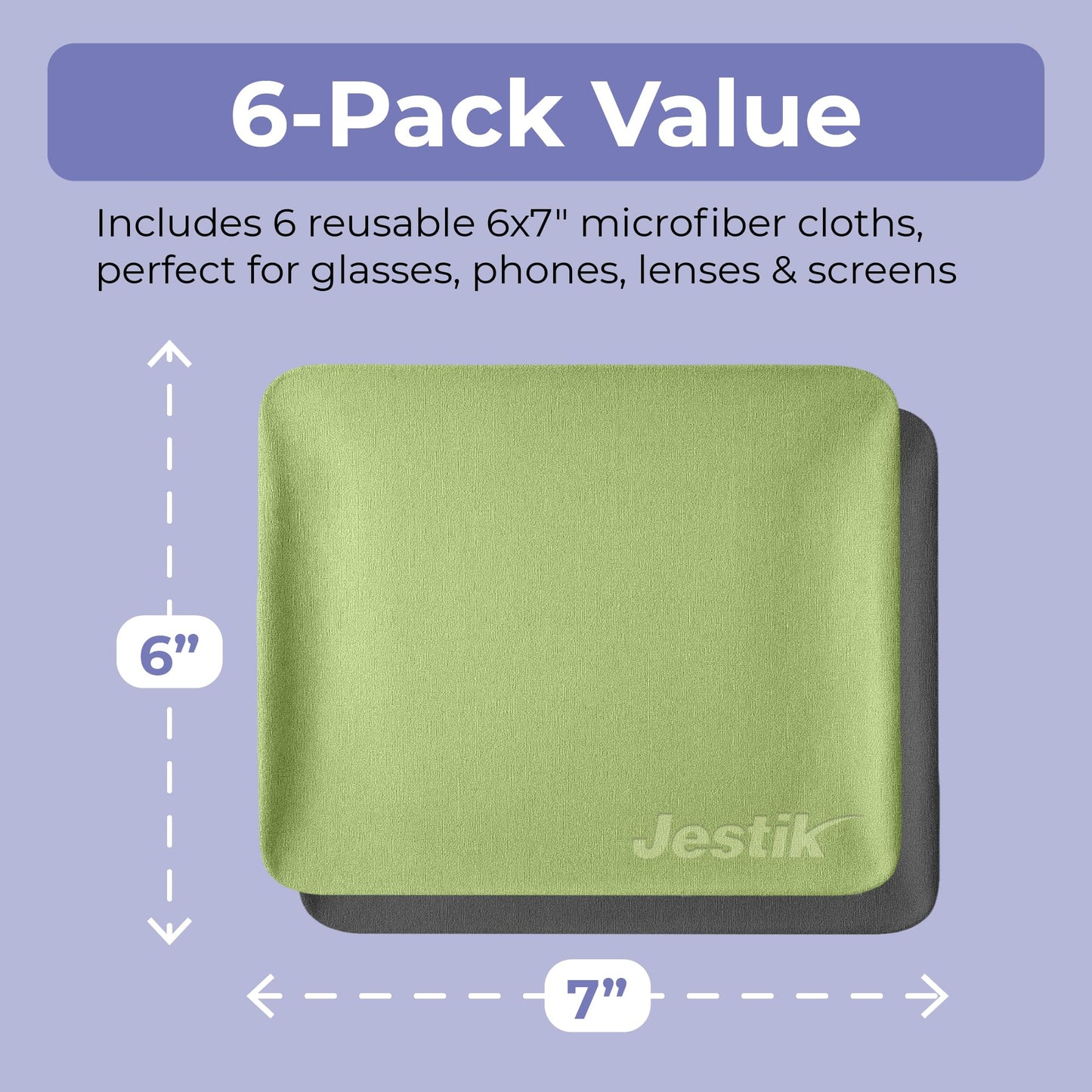 Jestik Microfiber Cleaning Cloths – 6-Pack Lens & Screen Wipes (Black/Crimson)