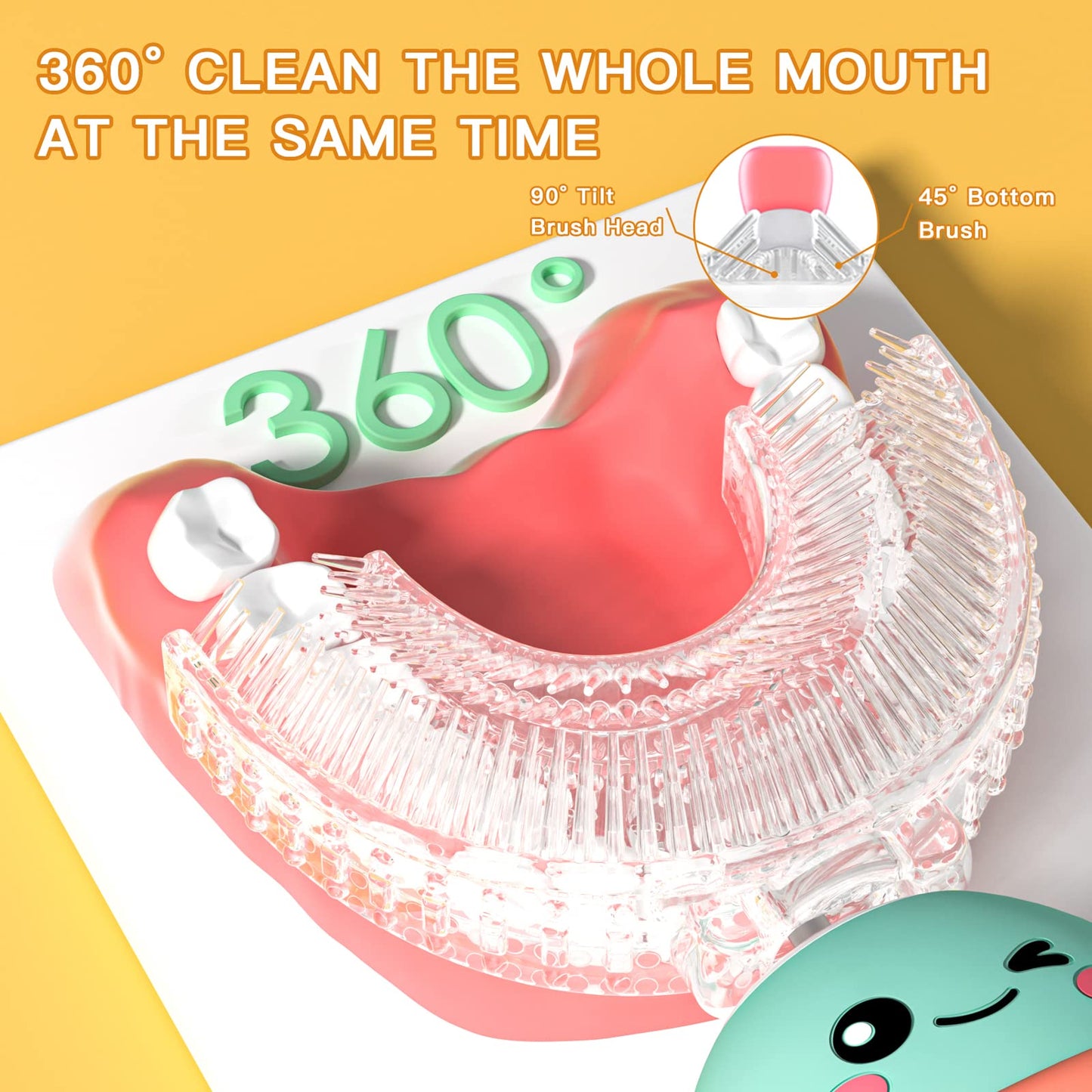 JIANLEJIA Kids U Shaped Dinosaur Toothbrush - 5 Heads (2-12 Years)
