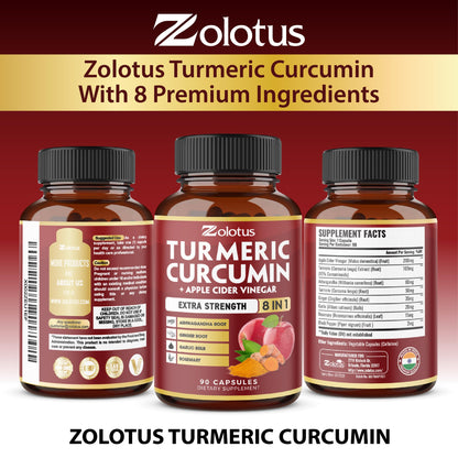 7 in 1 Turmeric Curcumin + Apple Cider Vinegar Capsules – 3 Month Supply