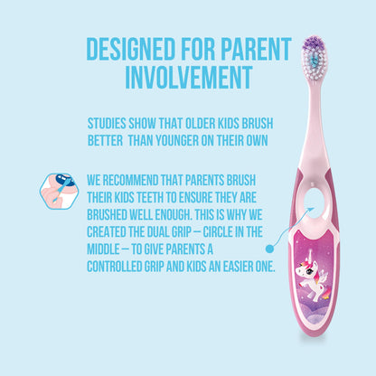 Jordan Step 2 Kids Toothbrush 3-5 Years - Soft Bristles - BPA Free - 4 Pack Pink & Yellow