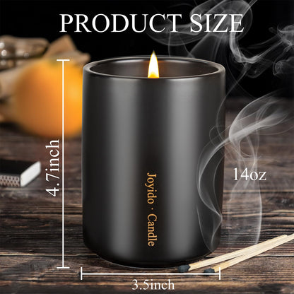 Joyido 14oz Lavender Scented Candle – Soy Wax, Black Ceramic Jar